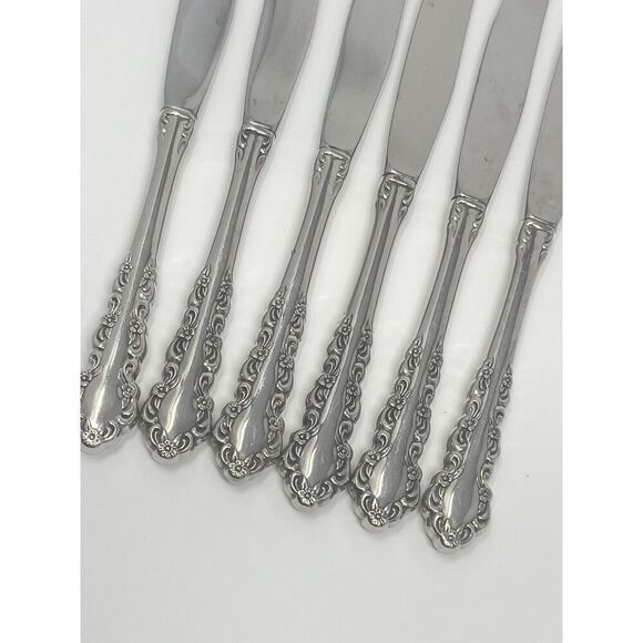 Oneida Shelley Cube USA Stainless Modern Hollow Dinner Knives 9 1/8” Set Of 6 - Picture 3 of 5